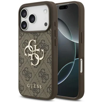 Guess 4G Big Logo dėklas, skirtas iPhone 17 Pro, rudas