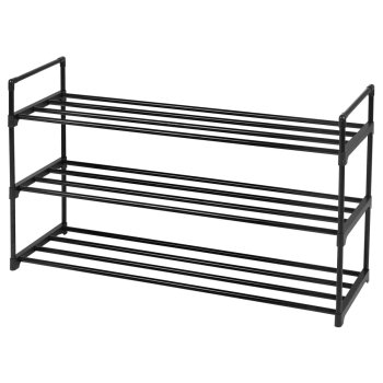 3-Tier Metal Shoe Rack for Entryway, Black