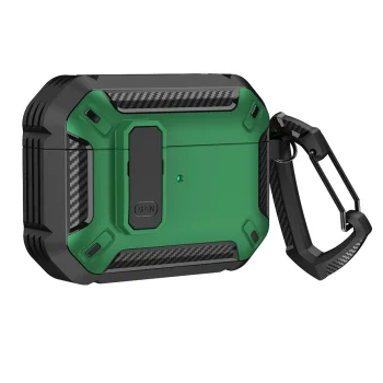 AirPods 4 dėklas su karabinu, Pro Armor, žalias