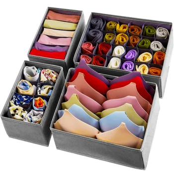 Underwear Drawer Organizer Set of 4 Ruhhy, grey