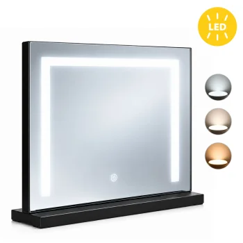 Kosmetinis makiažo veidrodis su LED apšvietimu ModernHome 50x40 cm, juodas