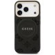 Guess dėklas iPhone 17 Pro telefonui PU Peony Hot Stamp MagSafe, juodas