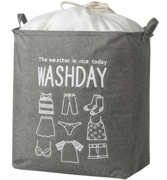 Foldable laundry basket with handles, 70L, grey