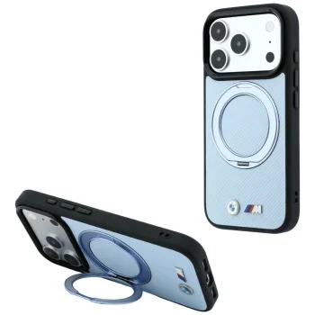 BMW Kevlar Ring Stand 360 MagSafe case for iPhone 18 Pro Max / 17 Pro Max, blue