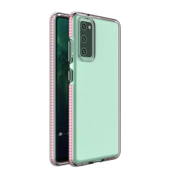 Dėklas Spring Case skirtas Samsung Galaxy A72 4G, skaidrus su šviesiai rožiniu rėmeliu