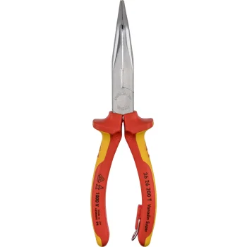Smailiasnukės replės KNIPEX su kirpimo briaunomis 200 mm, raudonos/geltonos