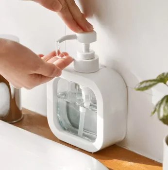 Liquid Soap Dispenser with Pump 350ml, White/Clear