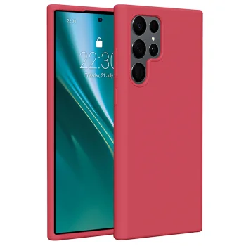 Etteri Silicone Case for Samsung Galaxy S22 Ultra 5G Raspberry