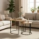Nesting Coffee Table Set of 2 Round Industrial Living Room Tables ModernHome, Light Oak