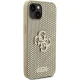 Guess Perforated 4G Glitter dėklas, skirtas iPhone 15, auksinis