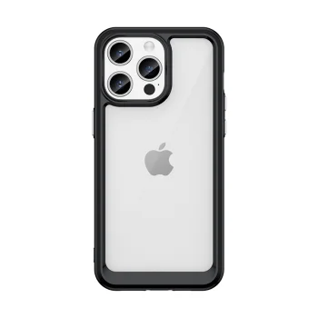 iPhone 15 Pro Case Outer Space Case Reinforced Cover with Frame, Black