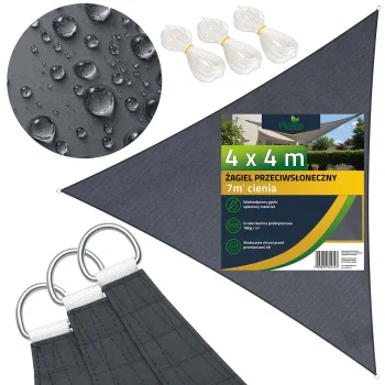 Plonos 488600 Triangular Sun Shade Sail 4x4x4m, Grey