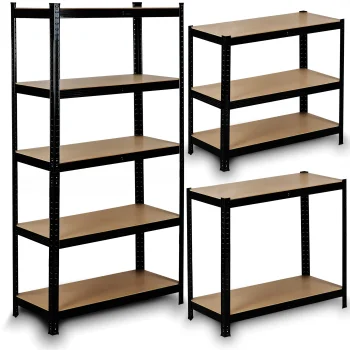 Humberg HR-813 Metal Storage Shelving Unit 180x90x40 cm, Black