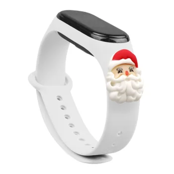 Dirželis Strap Xmas, skirtas Xiaomi Mi Band 3 / 4, Kalėdų senelis, baltas