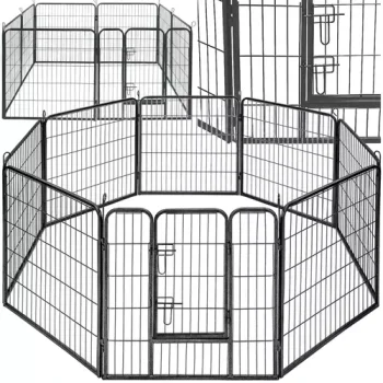 Modulinis naminių gyvūnų aptvaras Malatec 23769, 8 dalys (80x80 cm), pilkas