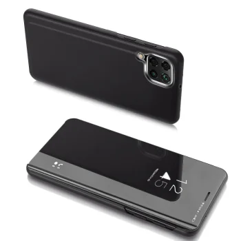Atverčiamasis dėklas Clear View, skirtas Samsung Galaxy A22 4G, juodas