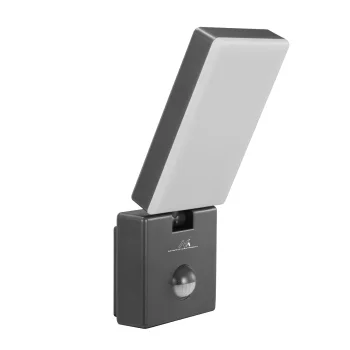 Maclean MCE516 GR LED šviestuvas su PIR judesio jutikliu, 10W, IP65, 800lm, 4000K, pilkas