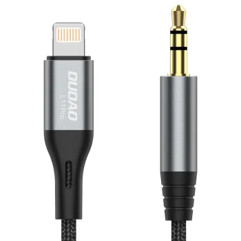 Dudao Lightning į 3.5 mm mini jack garso laidas 1 m, pilkas (L11PRO)