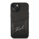 Karl Lagerfeld Signature Logo Cardslot dėklas iPhone 14 / 15 Plus, juodas