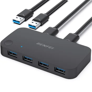Benfei USB 3.0 4in1 jungiklis 4 įrenginiams, juodas