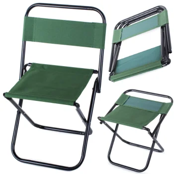 Folding Camping and Fishing Chair with Backrest, Green