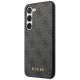 Guess 4G Metal Gold Logo dėklas, skirtas Samsung Galaxy S23, pilkas