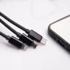 Maxlife 3in1 USB laidas - Lightning / USB-C / microUSB 1,0 m 2,1A, juodas