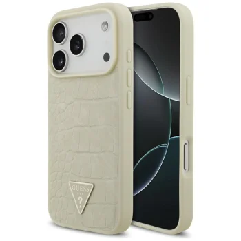 Guess Croco Triangle Logo MagSafe Phone Case Cover iPhone 17 Pro - gold