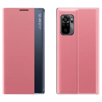Knygutės tipo dėklas Xiaomi Redmi K40 / Poco F3 su išmaniuoju langu, rožinis