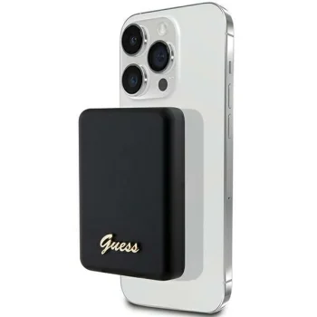 Išorinė baterija Guess MagSafe Metal Script Logo 5000mAh, juoda