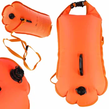 Swimming Safety Buoy with Dry Bag and Whistle, 28L, Orange