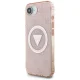 Guess IML Metal Glitter 4G Circle Triangle MagSafe dėklas iPhone 16e telefonui, rožinis