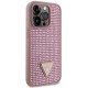 Guess Rhinestone Triangle dėklas iPhone 14 Pro telefonui, rožinis