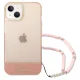 Guess Translucent Pearl Strap dėklas iPhone 14 Plus telefonui, rožinis