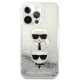 Karl Lagerfeld dėklas iPhone 13 / 13 Pro su judančiais blizgučiais, sidabrinis