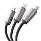 Tech-Protect UltraBoost 3in1 laidas USB-A - Lightning / USB-C / Micro-USB 1m, pilkas
