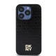 DKNY Leather Monogram dėklas iPhone 15 Pro telefonui su MagSafe, juodas