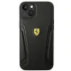 Ferrari dėklas iPhone 14 Plus telefonui „Leather Stamp Sides“, juodas