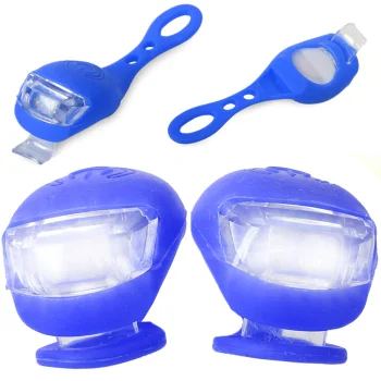 Silikoniniai dviračio žibintai 2 LED, 2 vnt., mėlyni