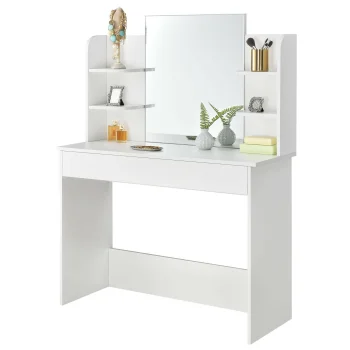 ModernHome PWSHT-20 Cosmetic Dressing Table with Mirror, White