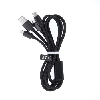 Maxlife 3in1 USB laidas - Lightning / USB-C / microUSB 1,0 m 2,1A, juodas