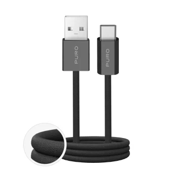 Puro Fabrik 2.0 10W USB-A to USB-C Braided Cable 1.5m - Black