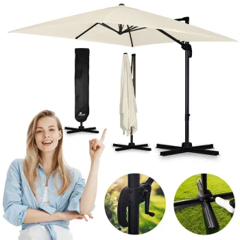 Sulankstomas sodo skėtis Plonos 488301 su uždangalu, 420 cm, smėlio spalvos
