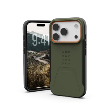 UAG Civilian MagSafe dėklas iPhone 17 Pro telefonui, alyvuogių ir oranžinis