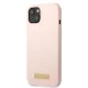 Guess Silicone Logo Plate MagSafe dėklas telefonui iPhone 13, rožinis