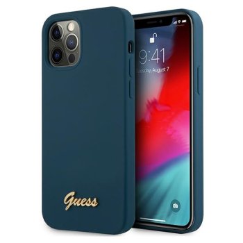 Guess Silicone Vintage dėklas iPhone 12 Pro Max, mėlynas