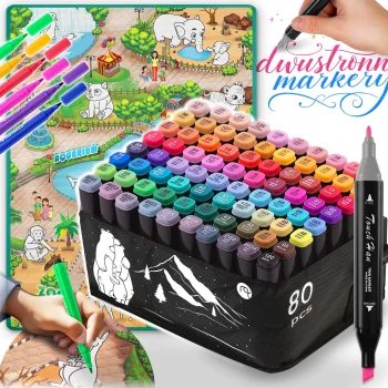 Ricokids piešimo kilimėlis 90x120 cm ir 80 vnt. alkoholinių flomasterių rinkinys