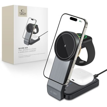 Tech-Protect QI15W-A28 MagSafe 3-in-1 Wireless Charger Stand - Black
