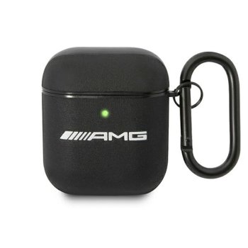 AMG Leather Big Logo odinis dėklas AirPods 1 / 2, juodas