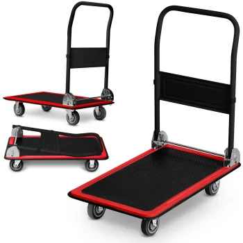Platforminis transportavimo vežimėlis Humberg HM-505, 150 kg, juodas/raudonas